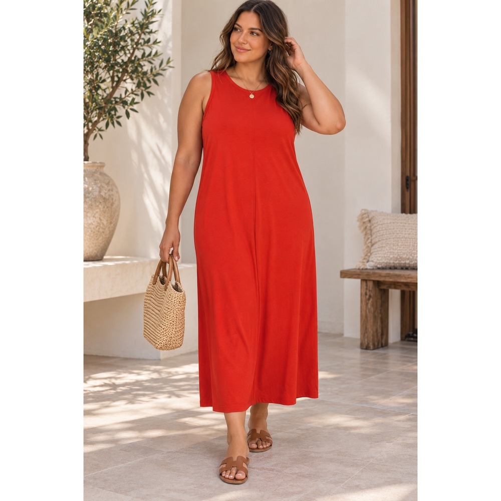 Elizabeth and James Cosmic Liva XL Red Sleeveless Cotton Maxi Dress